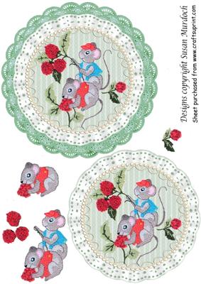 Cute Mice and Raspberries