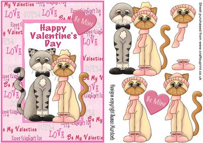 Valentine Cats A5 Card