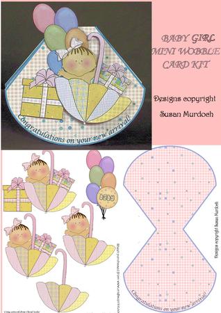 Baby Girl Wobble Card - Mini Kit