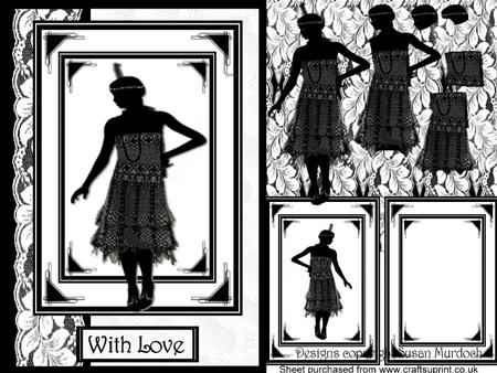 Black & White 'art Deco' Lady A5 Card Kit