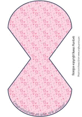 Baby Large Wobble Card - Pink Footprints