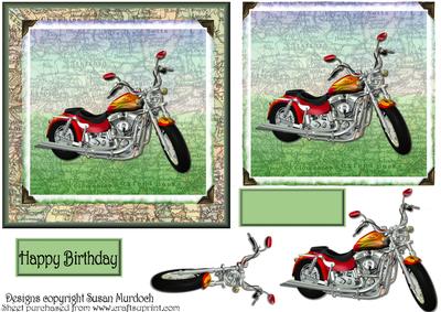 Motorbike Square Card & Topper