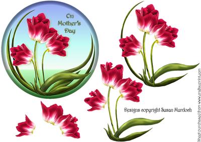Red Tulips Circular Card - Mother's Day