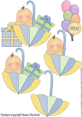 Step by Step Babies in Brollies (blue) - Use with My Baby Wobble Cards