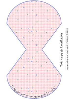 Large Baby Wobble - or Rocker - Card - Pink Gingham