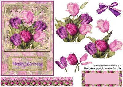 Tulips Topper & Decoupage - Birthday