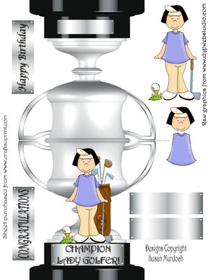Lady Golfer Trophy Shaped Card