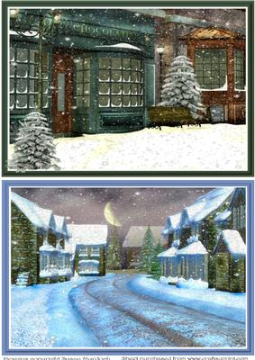 A5 Christmas Snow Scenes 2 - Use with Cute Companion Stamps!