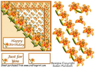 Lilies Step by Step Square Card
