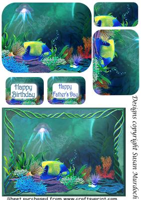 Ocean/tropical Fish Pyramage Card