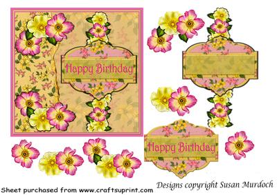 Rambling Roses Card Front & Step by Step Decoupage -birthday