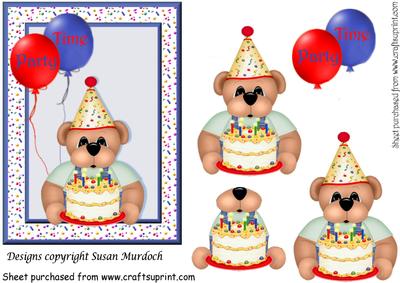 Birthday Bear - Birthday Card or Party Invite