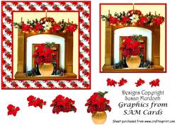Christmas Poinsettias Fireplace Card