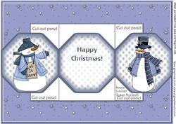 Snowmen Cut Out Panel Trifold Christmas Card - Sheet 1