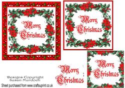 Christmas Poinsettias Topper or Card Front