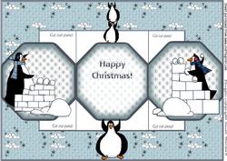 Penguins - Cut Out Panel Trifold Christmas Card - Sheet 1