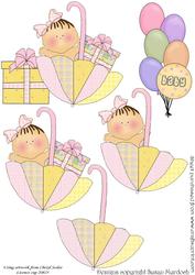 Babies in Brollies (pink) - Use with My Baby Wobble Cards