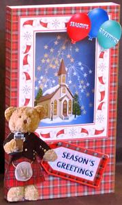 Christmas Tartan Kilted Ted Kit (folds Flat) with Envelope