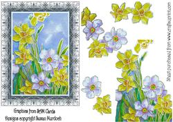 Embossed Daffodils Card Front and Decoupage