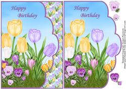 Tulips Scallop Envelope Card for Spring Birthday
