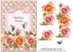 Roses Birthday Card Front & Decoupage
