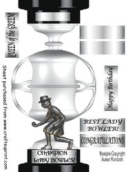 Lady Bowler Trophy Shaped Card