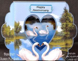 Swan Diorama Anniversary Card Kit - with Matching Envelope