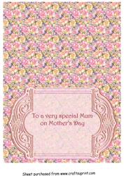 Insert Sheet to Match Floral Envelope Flap Card Mother's Day
