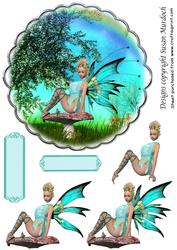 Fairy & Frog - Circular Topper or Plate Card