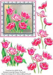 'embossed Tulips' Square Card & Decoupage