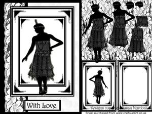 Black & White 'art Deco' Lady A5 Card Kit