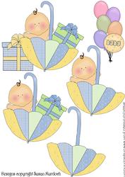 Step by Step Babies in Brollies (blue) - Use with My Baby Wobble Cards