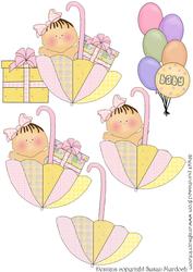 Babies in Brollies (pink) Decoupage - Use with My Large Baby Wobble Cards