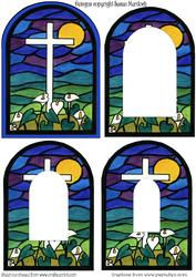 Cross & Lilies 'stained Glass Window' Tunnel Card or Topper