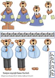 Karaoke Bears Step by Step Decoupage Sheet