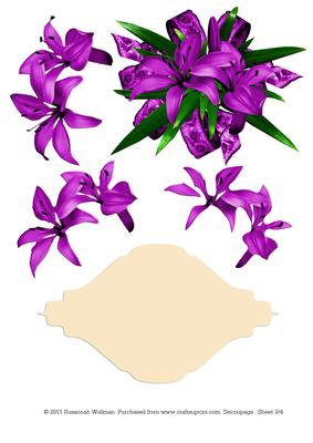 Sw Purple Lilies Pyramid Card Decoupage