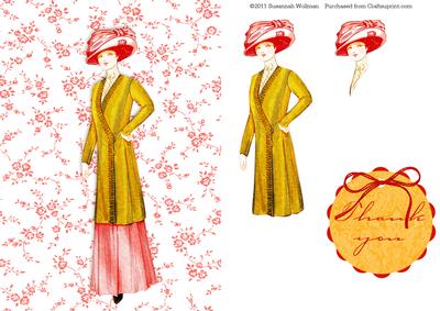 Vintage Lady Thank You Card