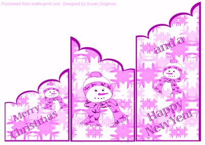 Scollope Trifold Snowman Card Pink