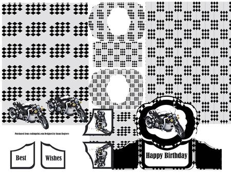 Black Motorbike Gatefold Card
