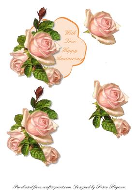 Pink Rose Decoupage Topper