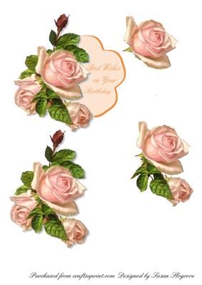 Pink Rose Decoupage Topper