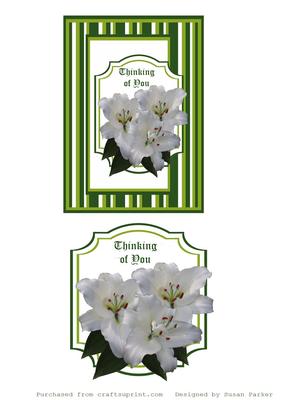 White Lilies Thinking of You Card Front and Topper