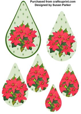 Poinsettia Teardrop Pyramid Card