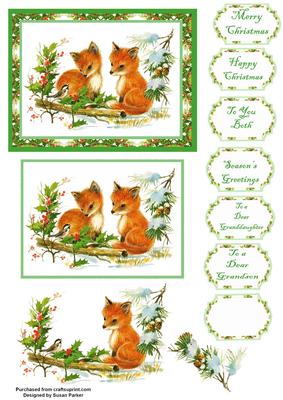Christmas Fox Cubs in the Snow