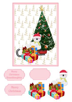 Christmas Teddy Decoupage Pink
