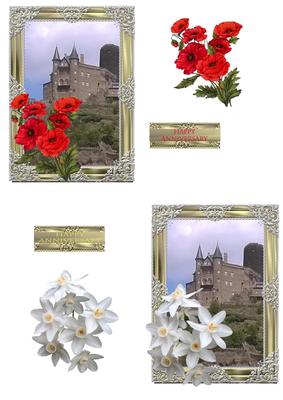 Framed Castle with Flowers Topper Ha