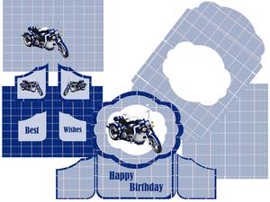 Blue Motorbike Gatefold Card