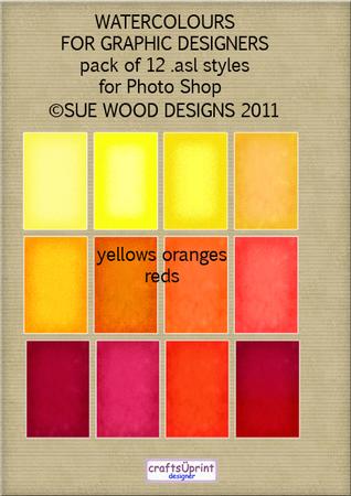 Watercolours Styles for Graphic Designers Pack4 Reds,yellows