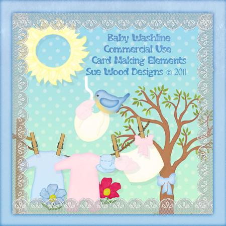 Baby Washing Line Cu Card Making Elements