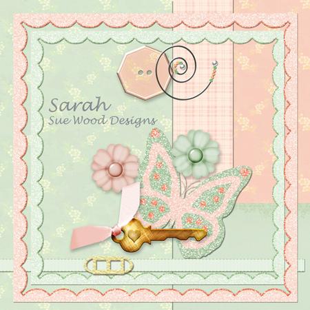Sarah Peach and Pale Green Scrap Kit